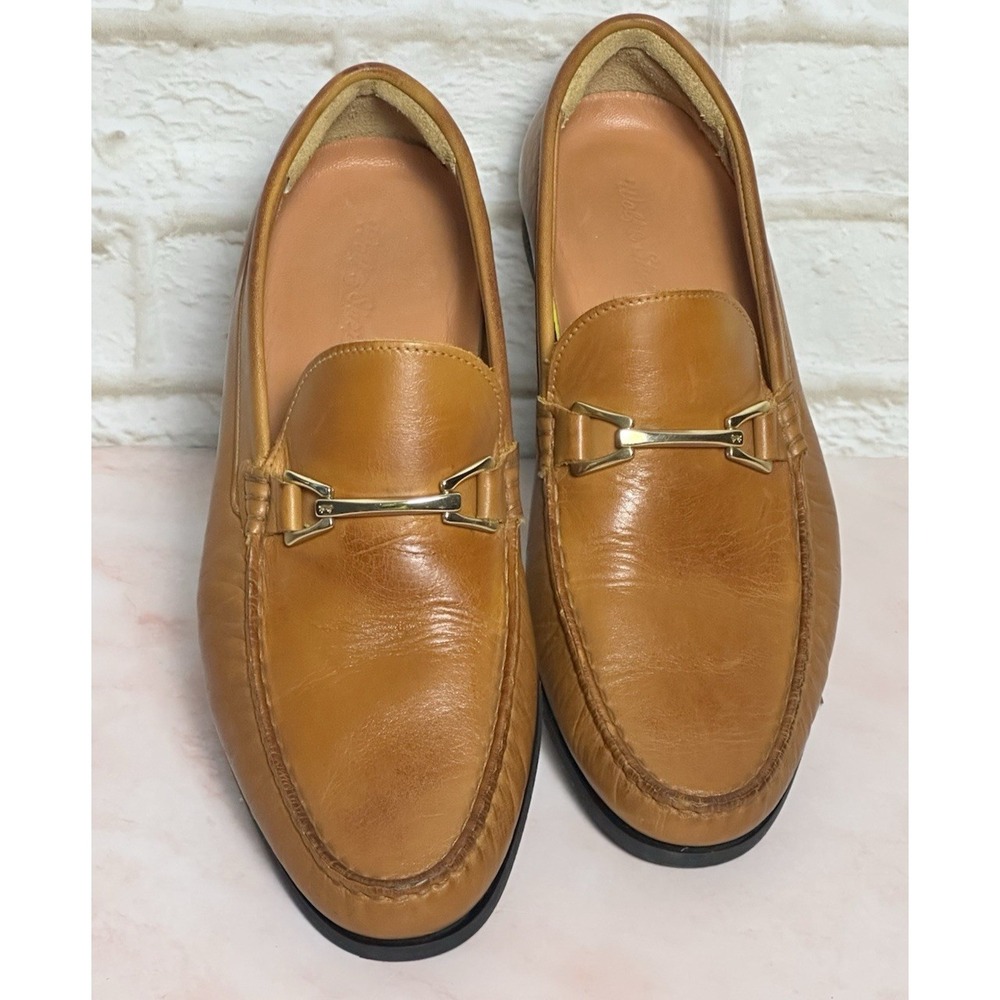 Wolf & Sheppard Boy's/Men's Leather Tan Preppy Loafer with Buckle Size (6) - Picture 2 of 16